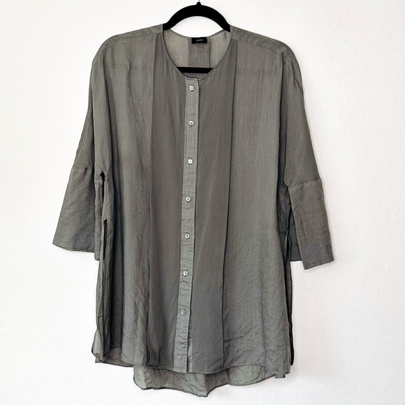 JOSEPH THEA Ramie Voile + GGT Ramie/Silk 3/4 sleeve tunic top sz 36- 42” bust - Picture 2 of 6